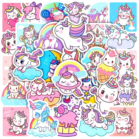 Autocollants Graffiti Licorne Mignons Autocollants En Vinyle Imperméables Pour Ordinateur Portable Bouteille D'eau Vélo Bagages