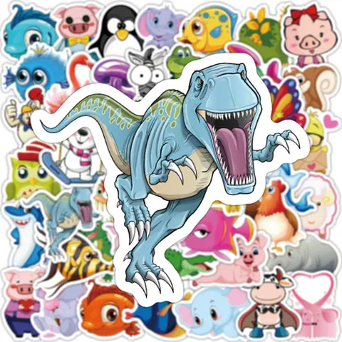 Autocollants de Graffiti d'Animaux de Dessin Animé pour Enfants DécalcomANIES PVC Imperméables pour Vélo Ordinateur Casque Bouteille DIY