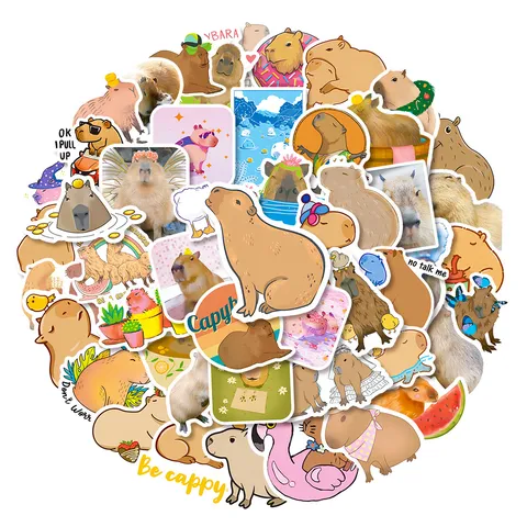 Mignons Autocollants Capybara Imperméables DécalcomANIES Animaux Dessin Animé Pour Bouteille d'Eau Ordinateur Portable Skateboard Valise Casque