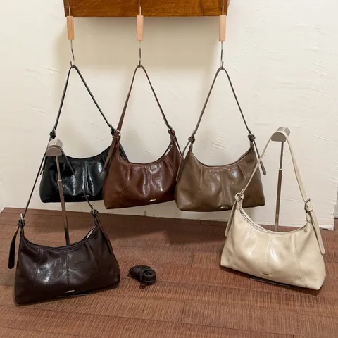 Minimalistisch PU Leren Schoudertas Dames Casual Woon-Werkverkeer Hobo Dumpling Tas Mode Oksel Tas Portemonnee Handtas