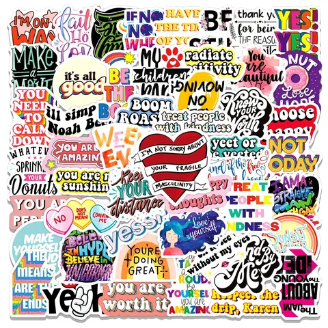 Autocollants De Graffiti De Citations Inspirantes De Motivation Autocollants En Vinyle Imperméables Pour Ordinateur Portable Bouteille D'eau Skateboard Ordinateur