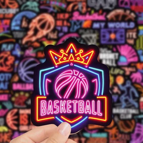 Autocollants De Graffiti De Basketball Néon Cool Autocollants En Vinyle Imperméables Pour Ordinateur Portable Skateboard Bagages Bouteilles D'Eau