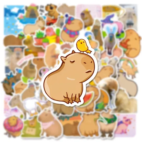 Mignons Autocollants Capybara Imperméables DécalcomANIES Animaux Dessin Animé Pour Bouteille d'Eau Ordinateur Portable Skateboard Valise Casque