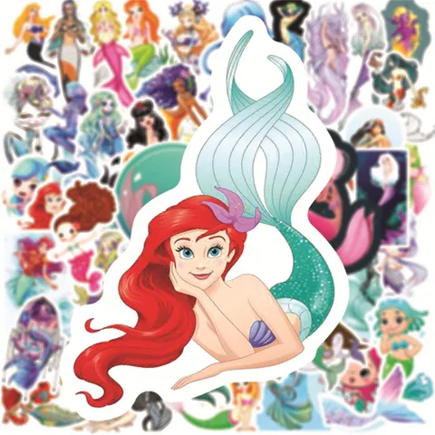 Autocollants en Vinyle Imperméables Sirène Mignons Dessins Animés DécalcomANIES Pack de Stickers Graffiti Esthétiques Pour Ordinateur Portable Bouteille d'Eau Casque