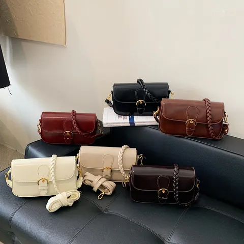 Hochwertige Unterarm-Quadratische Tasche für Damen Mode PU Leder Schultertasche Vintage Umhängetasche Vielseitige Pendler Handtasche