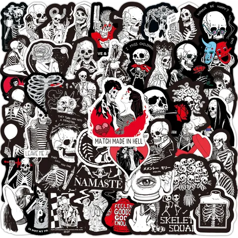 Autocollants Graffiti Punk Gothique Noir et Blanc Stickers Vinyle Imperméables Pour Bagages Bouteille d'Eau Ordinateur Portable