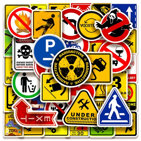 Avviso Adesivi di Segnali di Sicurezza Impermeabili Graffiti Decalcomanie per Skateboard Bottiglia d'Acqua Decorazione per Laptop