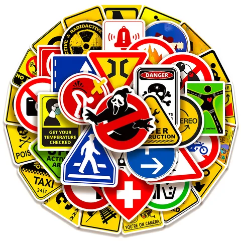 Avviso Adesivi di Segnali di Sicurezza Impermeabili Graffiti Decalcomanie per Skateboard Bottiglia d'Acqua Decorazione per Laptop