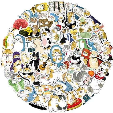 Carini Adesivi Di Gatti Impermeabili In Vinile Per Laptop Bottiglia D'Acqua Bagaglio Scrapbook Adesivi Di Animali Cartoni Animati