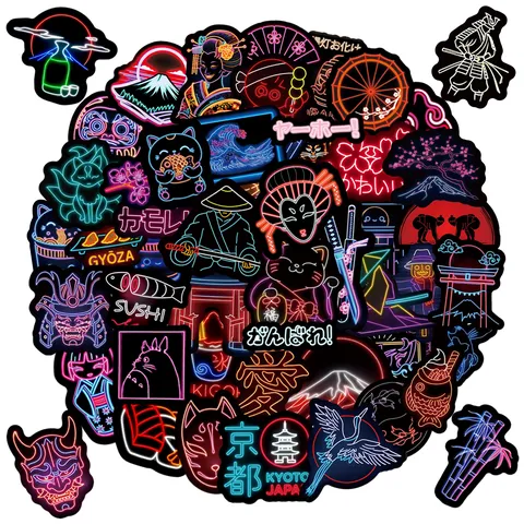 Adesivi Graffiti Anime Giapponese Neon Decalcomanie Impermeabili Per Laptop Bottiglia d'Acqua Telefono Bagaglio Decorazione Auto
