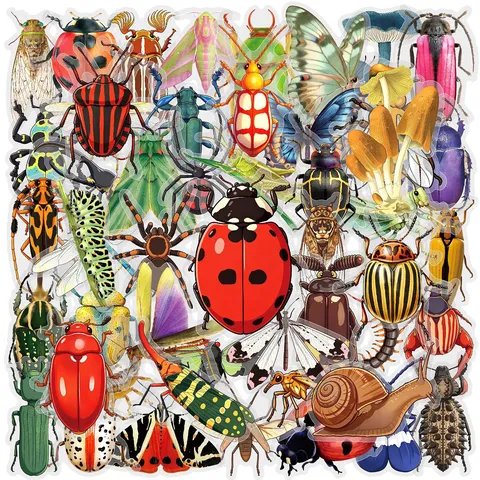 Adesivi di Insetti Cartoon Impermeabili Trasparenti PET Materiale per Diario DIY Chitarra Quaderno Adesivi Decorativi