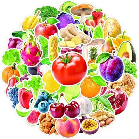 Adesivi realistici di frutta e verdura Decalcomanie impermeabili per diario taccuino laptop bagaglio adesivo artigianale decorativo
