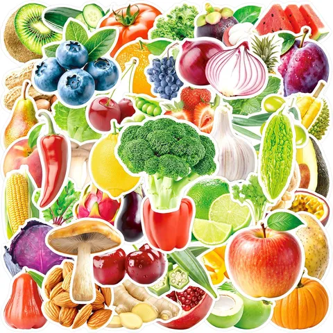 Adesivi realistici di frutta e verdura Decalcomanie impermeabili per diario taccuino laptop bagaglio adesivo artigianale decorativo