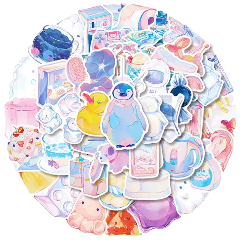 Adesivi in Cartone Animato Carino con Effetto Gelatina Impermeabile Decalcomanie Estetiche per Diario Notebook Laptop Decorazione Bagagli