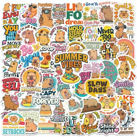 Capybara Adesivi Inglesi Ispirazionali Carino Cartone Animato Adesivo In Vinile Impermeabile Per DIY Laptop Scrivania Scrapbooking