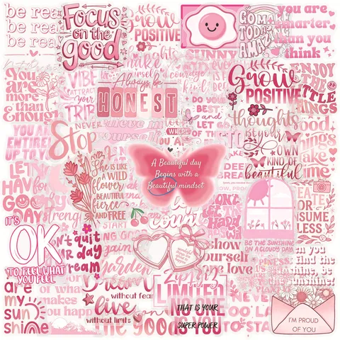 Autocollants PET Anglais Inspirants Rose Citations Positives Esthétiques DécalcomANIES Pour Journal Scrapbooking Fournitures Loisirs