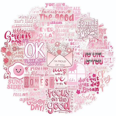 Autocollants PET Anglais Inspirants Rose Citations Positives Esthétiques DécalcomANIES Pour Journal Scrapbooking Fournitures Loisirs