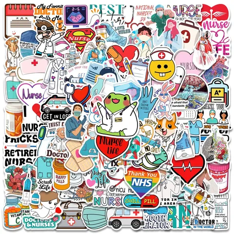 Arzt Krankenschwester Wasserdichte Aufkleber Medizinisches Personal Graffiti Abziehbilder Für Laptop Wasserflasche Gepäck Ästhetische Vinyl