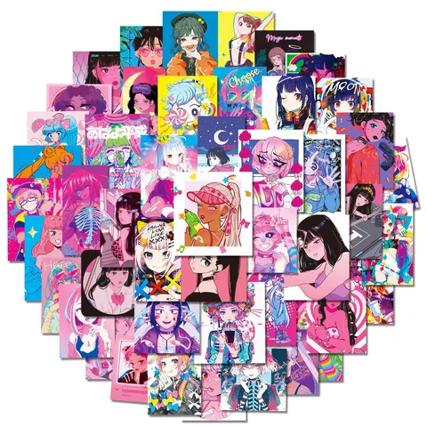 Adesivi Impermeabili Ragazza Anime Cartone Animato Decalcomanie in Vinile Estetiche Per Laptop Bottiglia