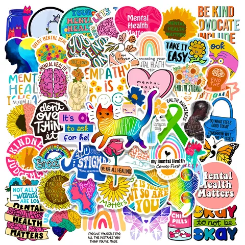 Adesivi Graffiti Sensibilizzazione Salute Mentale Impermeabili in PVC Slogan Ispiratori Decalcomanie per Skateboard Bagagli