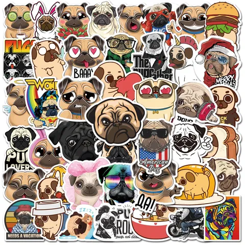 Adesivi Graffiti Cane Carlino Cartoon Adesivi in Vinile Impermeabili per Laptop Skateboard Bagagli Casco Borraccia Decorazione Auto