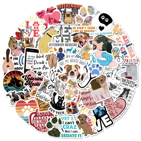 Adesivi Graffiti Veterinario Cartoon in PVC Impermeabile Simpatici Decalcomanie Medico Animale Per Laptop Valigia e Casco