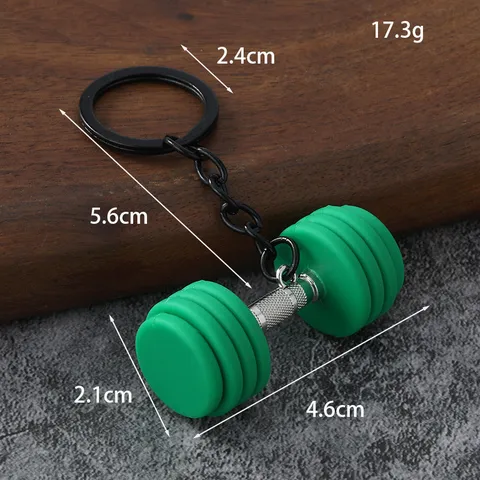 Creative Gym Fitness Metal Dumbbell Keychain Zinc Alloy Weightlifting Pendant Key Ring For Backpack Decoration Sporty Gift Accessory
