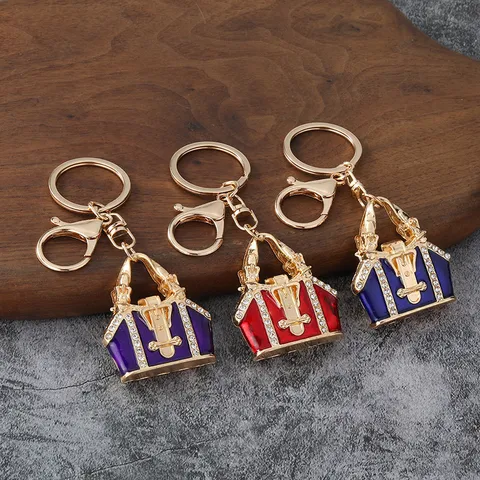 Porte-clés Mini Sac à Main en Émail et Strass Charme de Sac en Alliage de Zinc Bijoux de Mode Cadeau pour Femme
