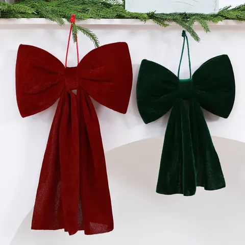 Ornement Suspendu d'Arbre de Noël en Nœud de Velours Pendentif Fête de Vacances Décoration de Scène de Fenêtre Accessoires