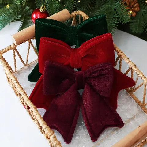 Ciondoli per Albero di Natale con Fiocco in Velluto DIY Oggetti di Decorazione per Festa di Natale Ornamenti Sospesi