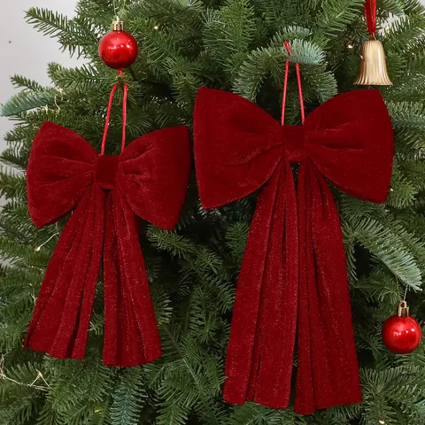 Ornement Suspendu d'Arbre de Noël en Nœud de Velours Pendentif Fête de Vacances Décoration de Scène de Fenêtre Accessoires