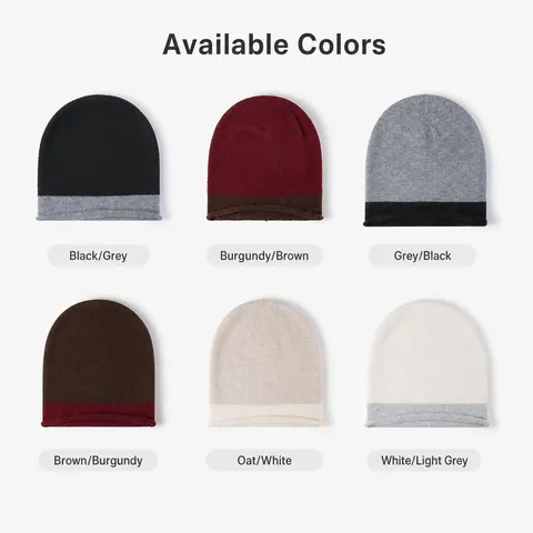 Gorro de Punto Grueso y Cálido Unisex Invierno Bloque de Color Slouchy Mezcla de Lana Gorra Casual Clima Frío Hombre Mujer