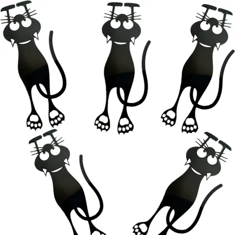 Creative Hollow Out Black Cat Acrylic Bookmark Cute Cartoon Animal Hanging Book Mark Page Marker For Reading School Stationery Gift