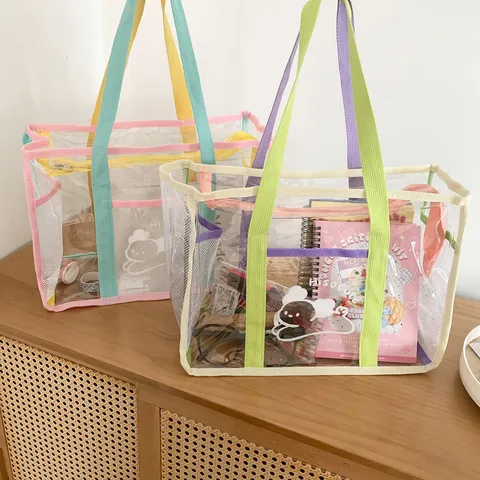 Transparent PVC Beach Bag Waterproof Outdoor Swimming Storage Bag Portable Large Capacity Handbag For Women