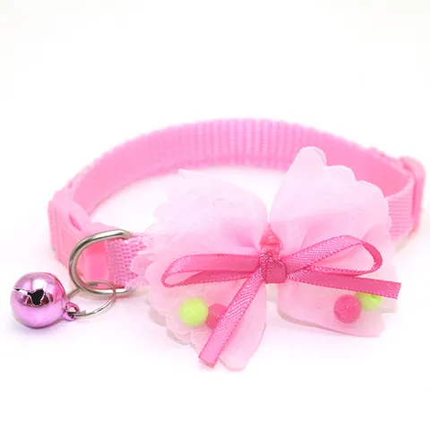 Cute Cat Dog Collar Bowknot Bell Polypropylene Adjustable Pet Neck Strap Small Dogs Cats Daily Walking Pet Accessories