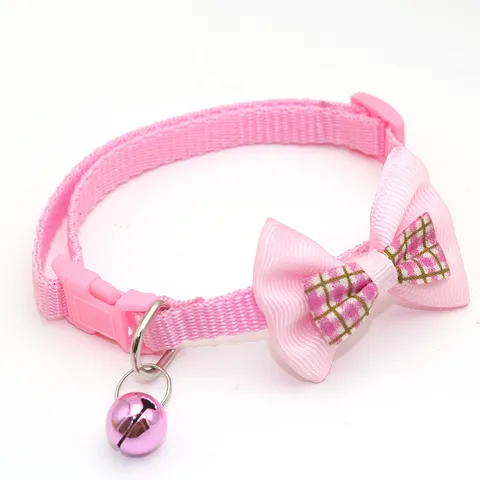 Cute Plaid Bowknot Pet Cat Dog Collar With Bell Polypropylene Kitten Puppy Neck Strap Adjustable Pet Supplies Accessories