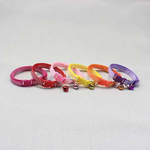 Colorful Plaid Pet Collar With Bell Adjustable Woven Neck Strap For Dogs And Cats Puppy Pet Accessories