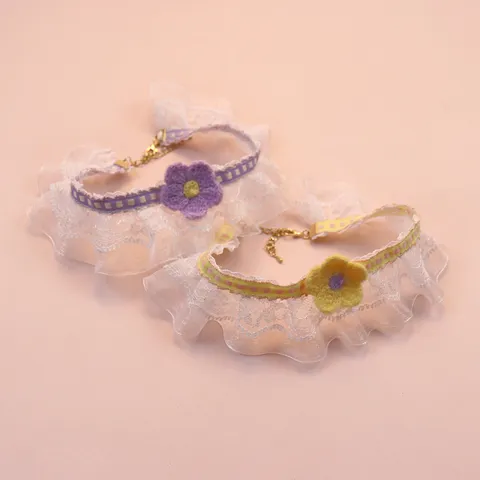 Cute Lace Pet Collar Sweet Floral Bib Cat Dog Necktie Adjustable Bowknot Puppy Scarf Necklace Pet Grooming Accessories