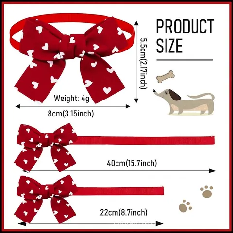 Polyester Pet Bow Tie Casual Plaid Striped Heart Pattern Adjust Collar For Cats Dogs Valentine Grooming Dressing Accessories