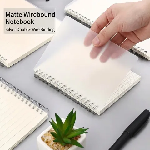 Minimalist Frosted Cover Twin Wire Spiral Notebook For School Office Grid Lined Blank Inside Pages Journal Thickened Notepad Paper Book Stationery Gift