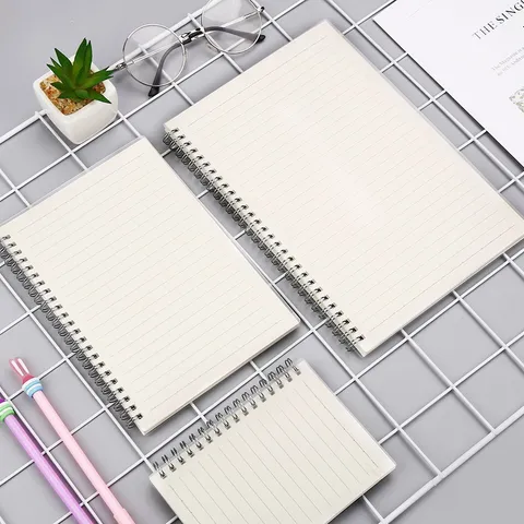 Minimalist Frosted Cover Twin Wire Spiral Notebook For School Office Grid Lined Blank Inside Pages Journal Thickened Notepad Paper Book Stationery Gift