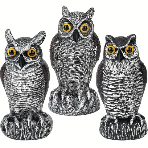 Realistic Simulation Plastic Owl Statue Yard Garden Bird Deterrent Pest Repeller Fake Owl For Outdoor Orchard Farm Decoration