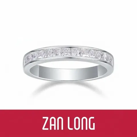 S925 Sterling Silver Princess Square Cut Moissanite Ring For Women Luxury Full Moissanite Eternity Ring Engagement Wedding Jewelry