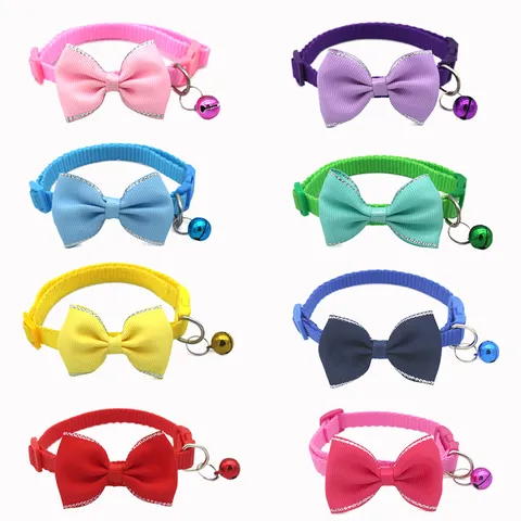 Pet Collar Bowknot Bell Nylon Webbing Adjustable Cute Cat Dog Neck Strap Puppy Kitten Pet Accessories Supply