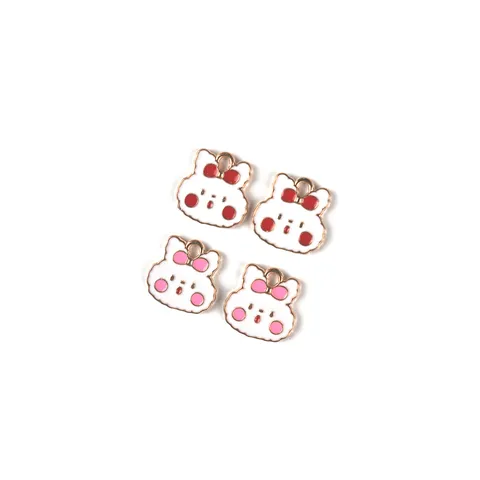 Cute Cartoon Rabbit Zinc Alloy Enamel Charms Butterfly Bow Bunny Pendant For DIY Jewelry Making Keychain Hair Accessory Materials