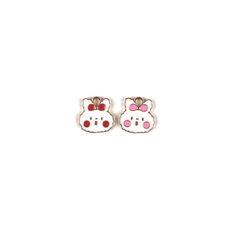 Cute Cartoon Rabbit Zinc Alloy Enamel Charms Butterfly Bow Bunny Pendant For DIY Jewelry Making Keychain Hair Accessory Materials