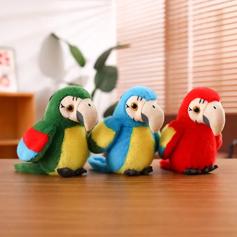 Simulation Perroquet Peluche Réaliste Oiseau Poupée Porte-clés Pendentif Doux Animal en Peluche Décor de Sac Cadeau Filles Enfants