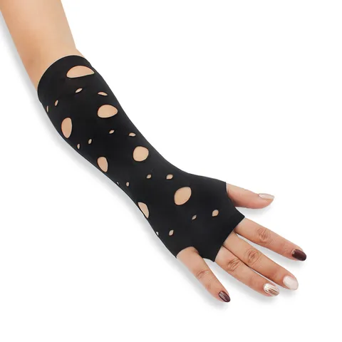 Mujeres Oscuro Punk Calado Guantes Sin Dedos Gótico Mangas Largas Negras Punto Fiesta Halloween Disfraz Accesorios