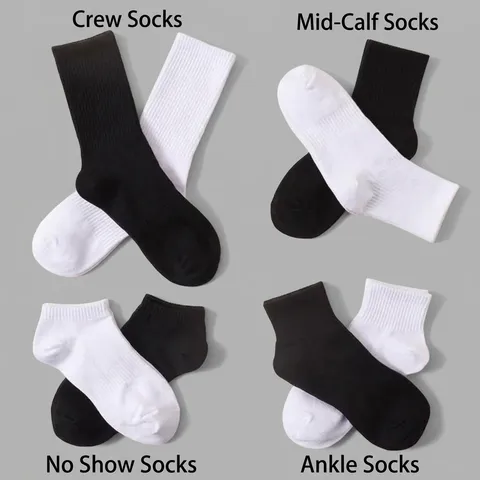 Unisex Athletic Casual Combed Cotton Sport Socks Minimalist Ribbed Cuffs Solid Color Mid-Calf Crew Socks For Everyday Running