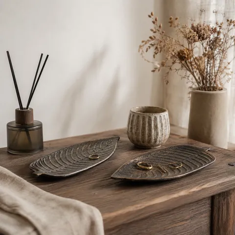 Vassoio Portaoggetti Decorativo in Legno Minimalista Vintage Gioiello Anello Piatto Chiave Organizer Per Ingresso Casa Tavolo